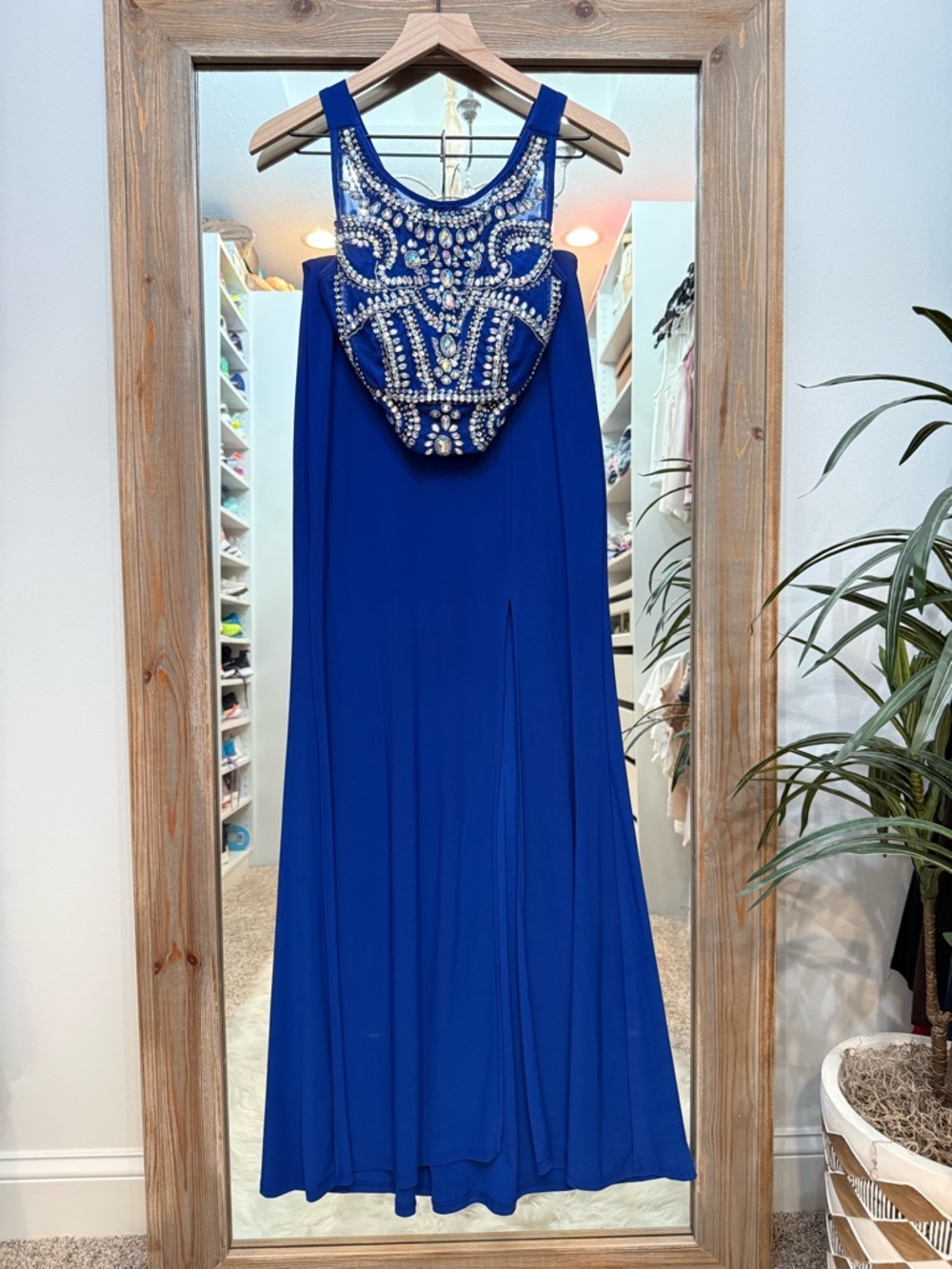 Embellished Royal Blue Evening Gown 2 piece